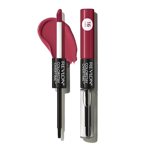 REVLON Liquid Lipstick with Clear Lip Gloss, ColorStay Overtime Lipcolor, Dual Ended with Vitamin E, 280 Stay Currant, 0.07 Fl Oz (Pack of 1)