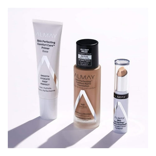 Almay Skin Perfecting Comfort Matt Foundation Makeup, Hypoallergenic, 230 Warm Caramel, 1 fl oz