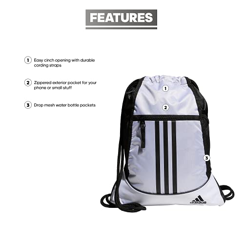 adidas Unisex Alliance 2 Sackpack Drawstring Bag, White/Black, One Size