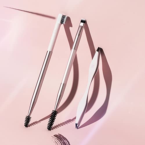 Real Techniques Brow Shaping Set, Spoolie, Tweezers & Brow Brushes, Dual-Ended Tools, For Styling, & Shaping Eyebrows, Get Full, Fluffy Brows, Multiuse Brushes, Cruelty-Free, 3 Piece Set