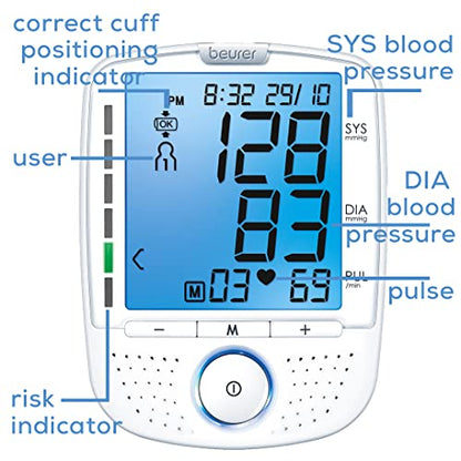 Beurer BM50 Talking Upper Arm Blood Pressure Monitor - Accurate, Digital Machine with Automatic Cuff for Home Use, Arrhythmia Detection, Batteries and Carrying Case Included