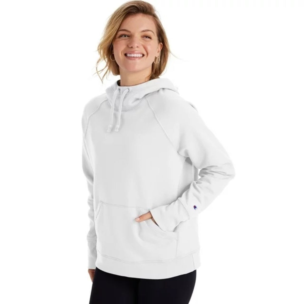 Champion Women's Powerblend Fleece Hoodie, White, X-Large