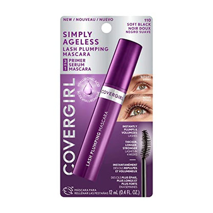 COVERGIRL Simply Ageless Lash Plumping Mascara, Soft Black, Pack of 1