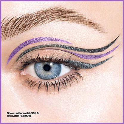 Revlon So Fierce! Chrome Ink Liquid Eyeliner, Longlasting Bold Metallic Pen Liner with Dip Ink Cap for Pearl, Shimmer Blend, 904 Ultraviolet Foil, 0.03 oz.