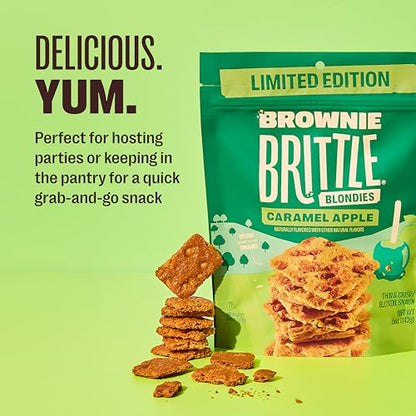 Brownie Brittle – Caramel Apple Blondie Thin and Crispy Sweet Snacks (Pack of 3, 5 oz), Rich Gourmet Brownie Bites Dessert