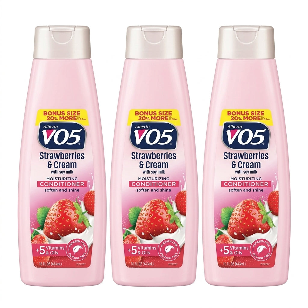 Alberto VO5 Strawberries & Cream Moisturizing Conditioner 15oz Pack of 3 Soy Milk