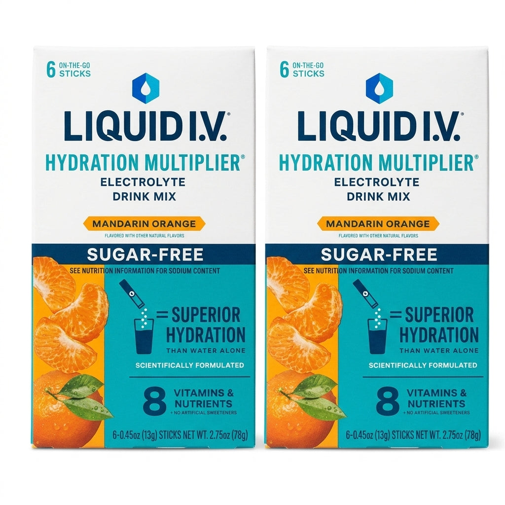 2 Pack Liquid I.V. Hydration Multiplier Sugar-Free Mandarin Orange 12 Stick 2027