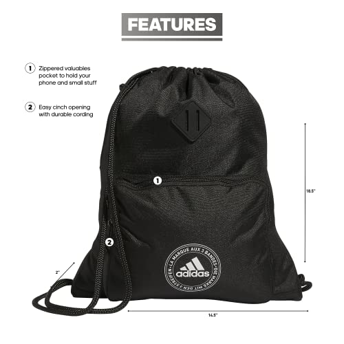 Adidas Classic 3s 2.0 Sackpack Drawstring Bag, Black, One Size
