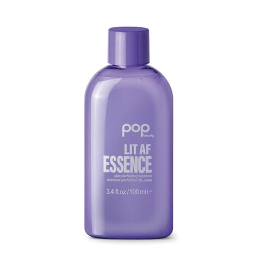 POP Beauty LIT AF ESSENCE - Botanical Gel Essence, Replenish Hydration and Brighten Skin with Niacinamide and Peptides | 3.4 Fl Oz