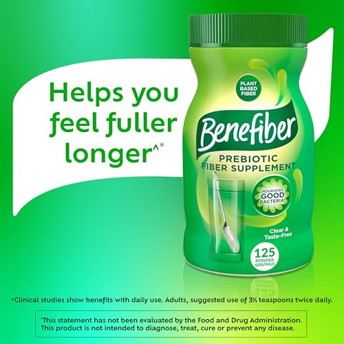 Benefiber Daily Prebiotic Fiber Supplement Powder for Digestive Health, Unflavored - 125 Servings (17.6 Ounces)