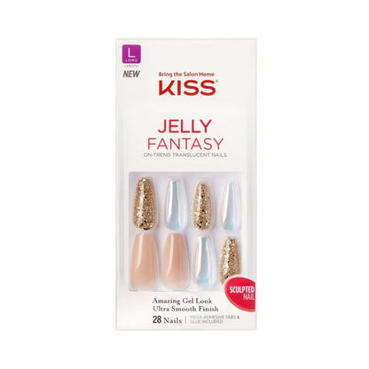 KISS USA Jelly Fantasy Translucent Nails, Jelly Rolls, Long, Coffin