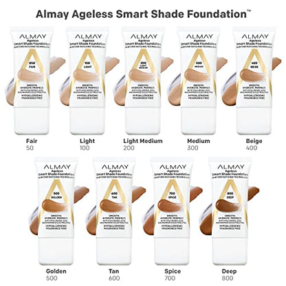 Almay Anti-Aging Foundation, Smart Shade Face Makeup with Hyaluronic Acid, Niacinamide, Vitamin C & E, Hypoallergenic-Fragrance Free, 800 Deep, 1 Fl Oz (Pack of 1)