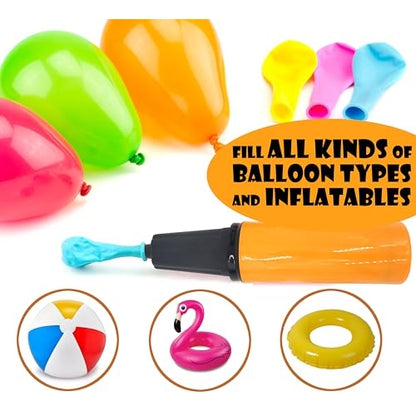 Hand Air Pump for Balloons - 9" Portable Manual Balloon Pump, Mini Hand Pump for Inflatables, Pool Floats, Party Garlands, Exercise and Yoga BallsD