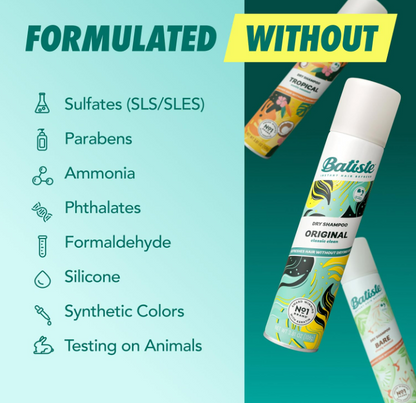 Batiste Dry Shampoo Minis Variety Pack – Original, Tropical & Bare Scents, 1.06 oz Each, 3 Count Travel Size