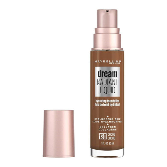 Maybelline Dream Radiant Liquid Medium Coverage Hydrating Makeup, Lightweight Liquid Foundation, Cocoa, 1 Count