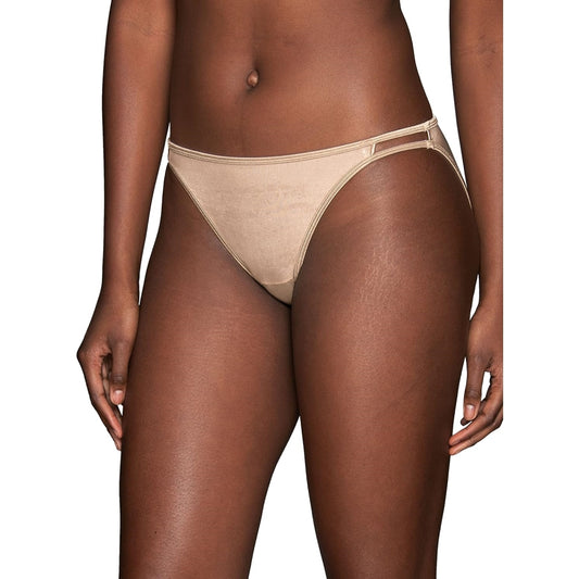 Vanity Fair Women's Illumination String Bikini Panties, Silky Stretch & Satin Trim, Rose Beige, 6