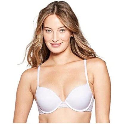 Auden Women's Radiant Plunge Push Up Bra Silver Foil