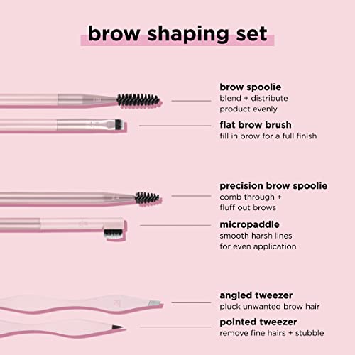 Real Techniques Brow Shaping Set, Spoolie, Tweezers & Brow Brushes, Dual-Ended Tools, For Styling, & Shaping Eyebrows, Get Full, Fluffy Brows, Multiuse Brushes, Cruelty-Free, 3 Piece Set