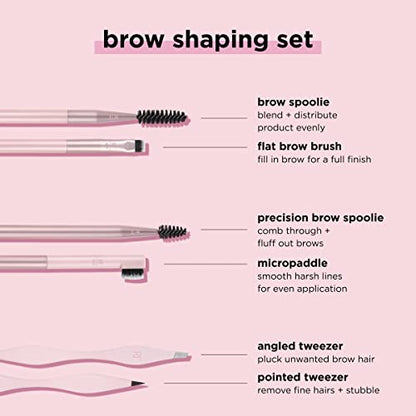 Real Techniques Brow Shaping Set, Spoolie, Tweezers & Brow Brushes, Dual-Ended Tools, For Styling, & Shaping Eyebrows, Get Full, Fluffy Brows, Multiuse Brushes, Cruelty-Free, 3 Piece Set