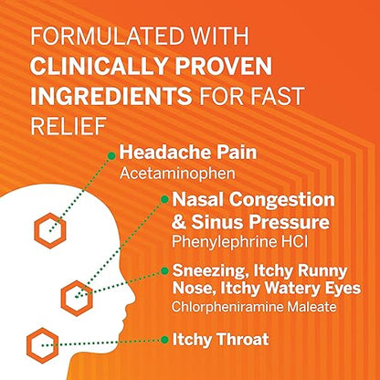 Flonase Headache and Allergy Relief Caplets with Acetaminophen 325 mg, Chlorpheniramine Maleate 4 mg and Phenylephrine HCl 10 mg Per 2 Caplet Dose - 96 Caplets