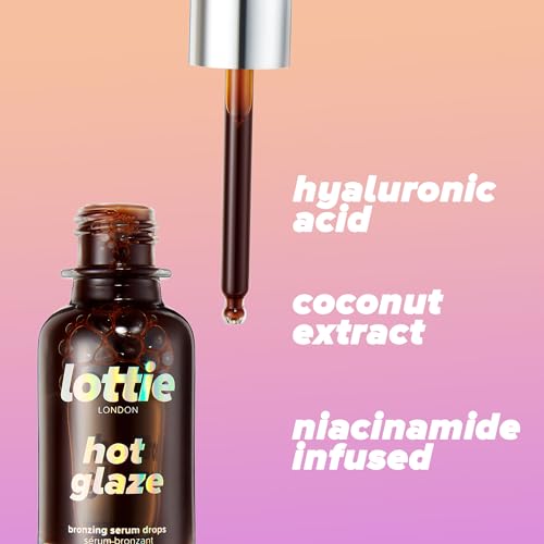 Lottie London Hot Glaze in Bronze Universal Bronzing Drops, Tinted Bronzing Drops, Serum-like Formula Infused with Hyaluronic Acid, Squalane & Niacinamine