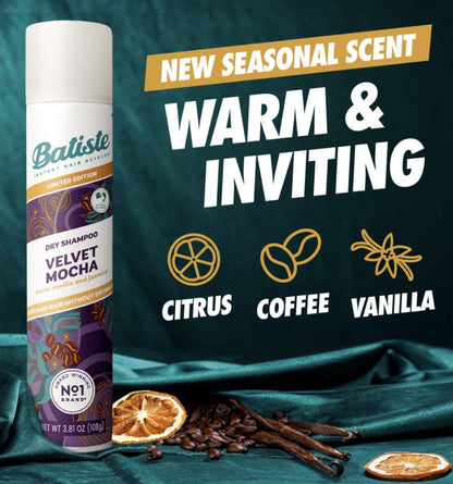 3 Pack Batiste Limited Edition Dry Shampoo Velvet Mocha 3.81oz Warm Vanilla Jasmine