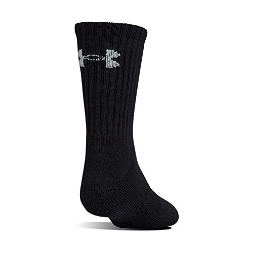 Under Armour Adult Charged Cotton Crew Socks, Multipairs, Black/Gray (6-Pairs), Large