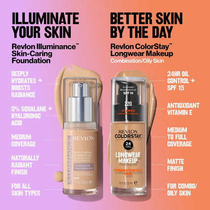 Revlon Illuminance Skin-Caring Liquid Foundation Makeup, Medium Coverage, 613 Honey Java, 1 fl oz