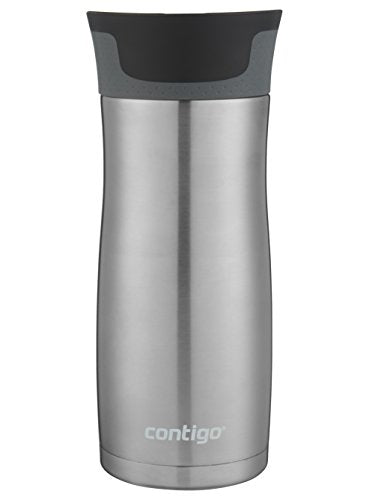 Contigo AUTOSEAL West Loop Vacuum-Insulated Stainless Steel Travel Mugs with Easy-Clean Lid, 16oz., Grapevine & Stainless Steel, 2 Pack