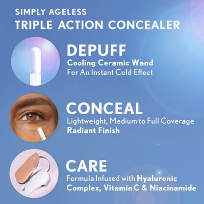 COVERGIRL Simply Ageless Triple Action Concealer, 390 Espresso, 0.24 fl oz