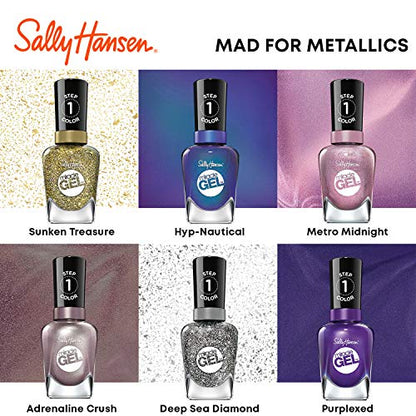 Sally Hansen Miracle Gel™, Adrenaline Crush, Long Lasting, Gel-Like Formula, No UV Lamp Needed, Grey Glitter Nail Polish