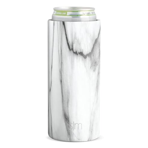 Simple Modern Skinny Can Cooler | Slim Insulated Stainless Steel Drink Sleeve Holder | Insulate Seltzer, Soda, Beer, Energy Drinks | Gift for Women Her | Ranger Collection | Slim 12oz | Carrara Marble