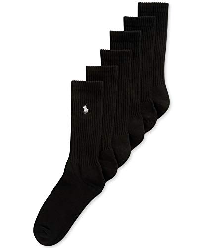 Polo Ralph Lauren Men's Classic Ribbed Crew Socks - 6 Pack (Black)