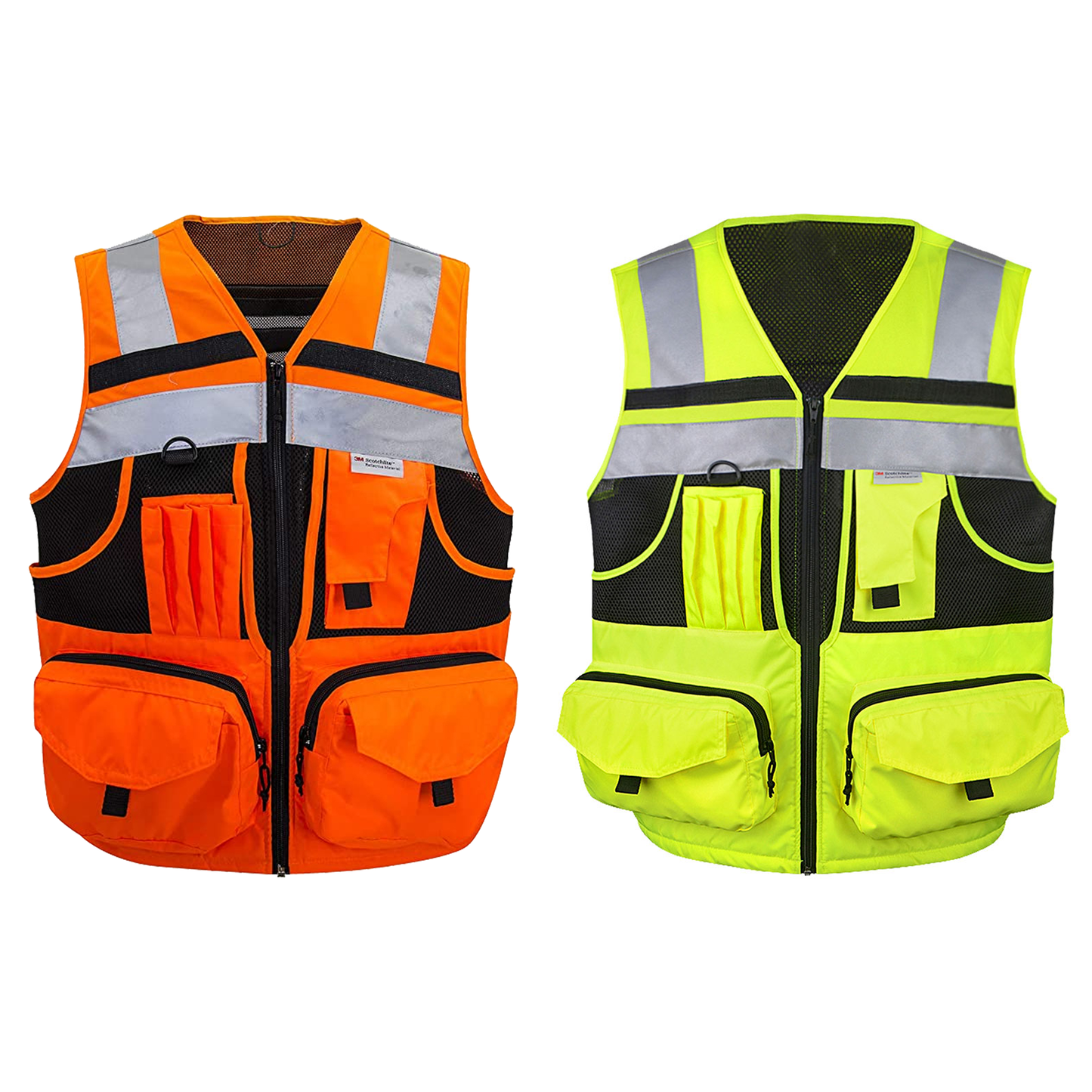 Kasa Style 3M High-Visibility Reflective Safety Vest, Multi-Pocket, Unisex Durable Workwear Ideal for Construction Workers Outdoor