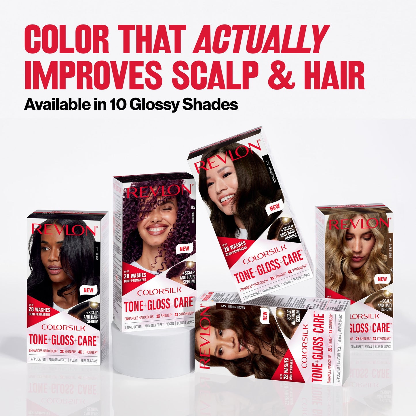 2 Pack Revlon ColorSilk Tone + Gloss + Care Demi-Permanent Hair Color 1 Black