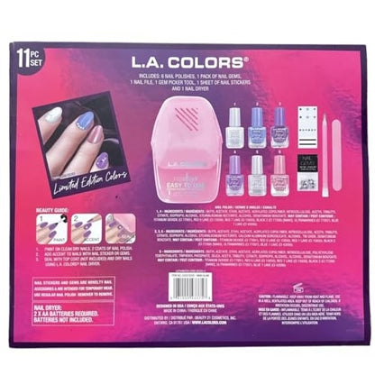 L.A. Colors All Is Bright 11pc Manicure Set With Nail Dryer, Mani Glam