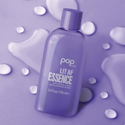 POP Beauty LIT AF ESSENCE - Botanical Gel Essence, Replenish Hydration and Brighten Skin with Niacinamide and Peptides | 3.4 Fl Oz