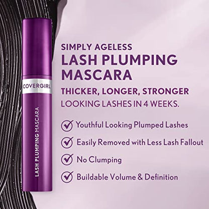 COVERGIRL Simply Ageless Lash Plumping Mascara, Soft Black, Pack of 1