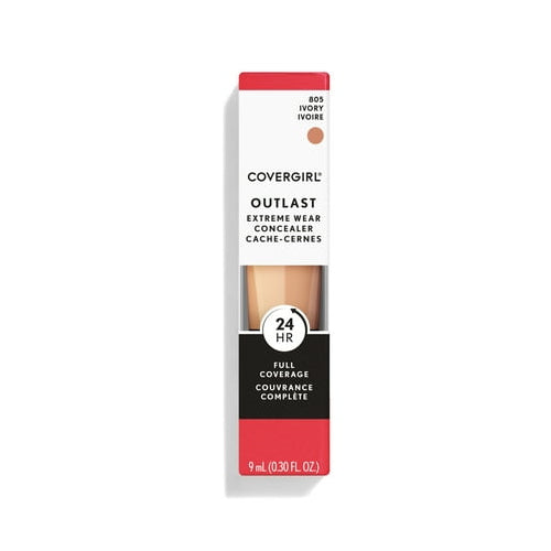 COVERGIRL Outlast Extreme Wear Concealer, Ivory, Lightweight and Waterproof, Concealer Makeup, Under Eye Concealer, Concealer for Dark Circles, Full Coverage Concealer, All Day Wear