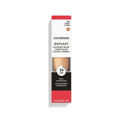 COVERGIRL Outlast Extreme Wear Concealer, Ivory, Lightweight and Waterproof, Concealer Makeup, Under Eye Concealer, Concealer for Dark Circles, Full Coverage Concealer, All Day Wear