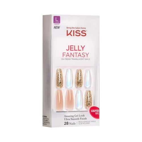 KISS USA Jelly Fantasy Translucent Nails, Jelly Rolls, Long, Coffin