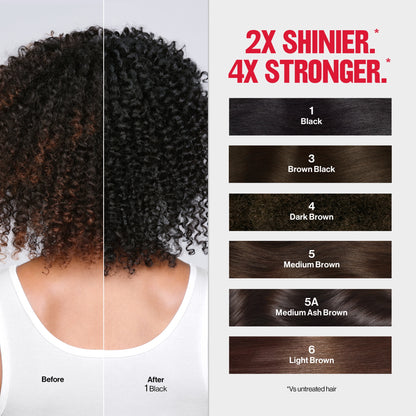 Revlon ColorSilk Tone + Gloss + Care Demi-Permanent Hair Color, 1 Black, 4.5 fl oz