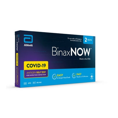 BinaxNOW COVID‐19 Antigen Self Test, 1 Pack, Double, 2-count, At Home COVID-19 Test, 2 Tests