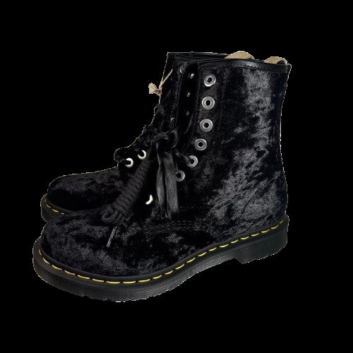 Doc Dr Martens Airwair Vegan 31020 Black Crushed Velvet Boots  Grunge Womens 9