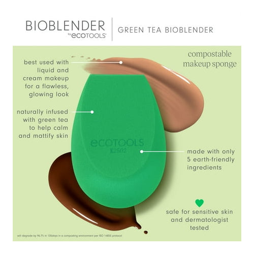 EcoTools Green Tea Bioblender, Makeup Blending Sponge for Foundation, 1 Count