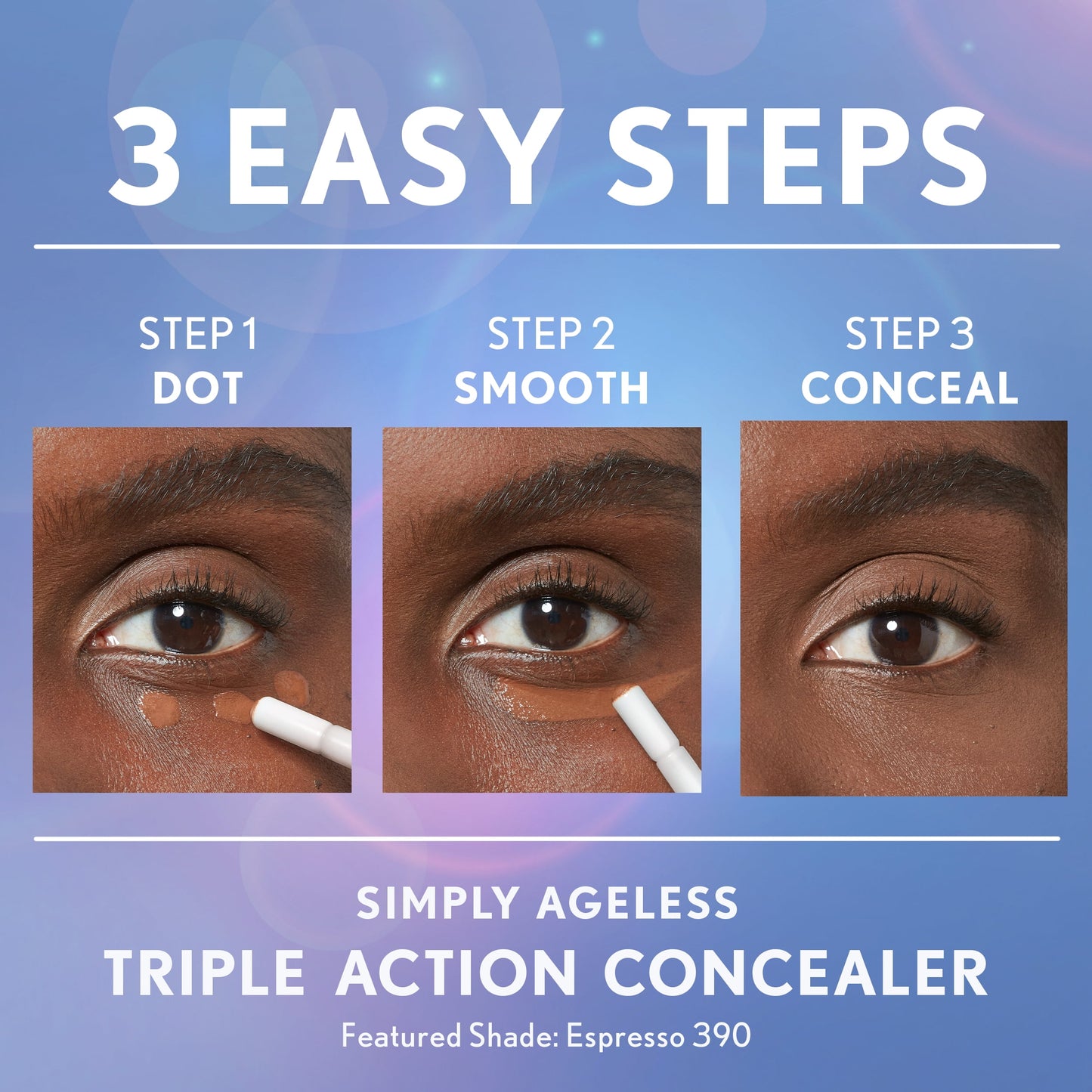 COVERGIRL Simply Ageless Triple Action Concealer, 390 Espresso, 0.24 fl oz