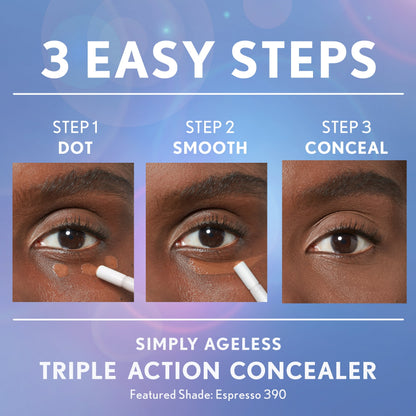 COVERGIRL Simply Ageless Triple Action Concealer, 390 Espresso, 0.24 fl oz
