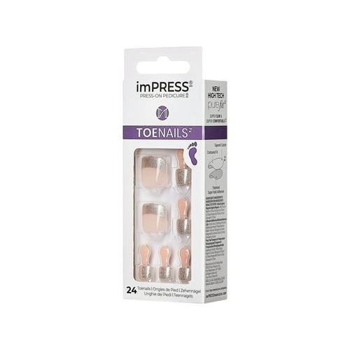 KISS imPRESS Square Press-On Toenails, Neutral, 24 Pieces