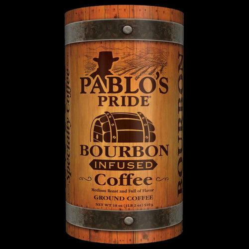 Pablo's Pride Bourbon Infused Ground Coffee 18 Oz Collectible Tube