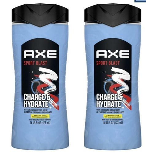 AXE Body Wash Charge and Hydrate Sports Blast Citrus Scent Men's 16 oz (2 Pack)